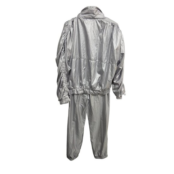 Vintage Adidas Tracksuit Silver Sz Small Zip Front Jacket Pull On Joggers Sporty - Picture 2 of 16